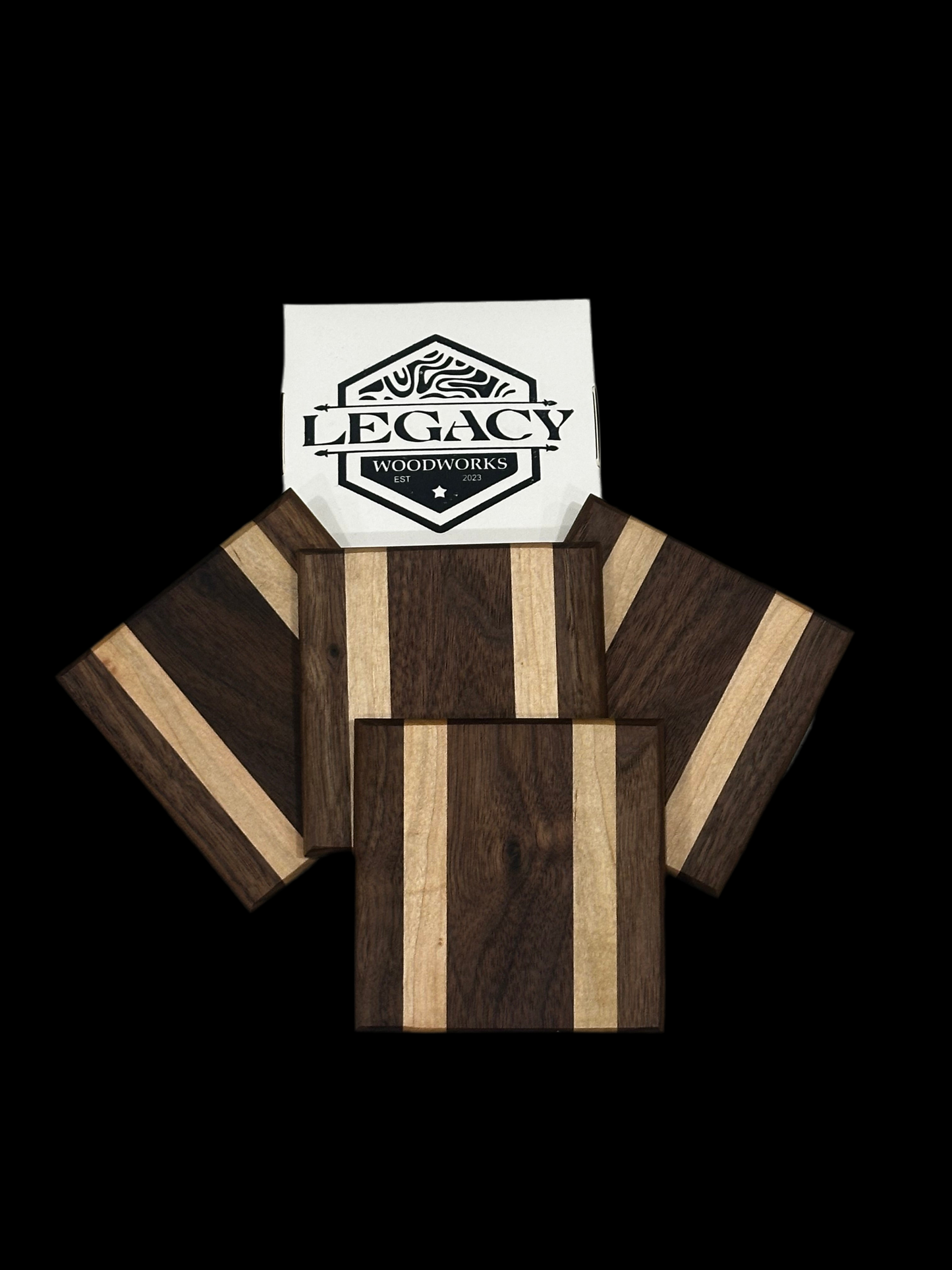 Black Walnut & Maple Wood Coaster Set