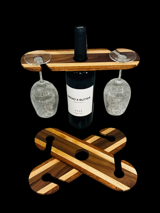2 Glass Wine Caddy (Black Walnut, African Mahogany, Maple)