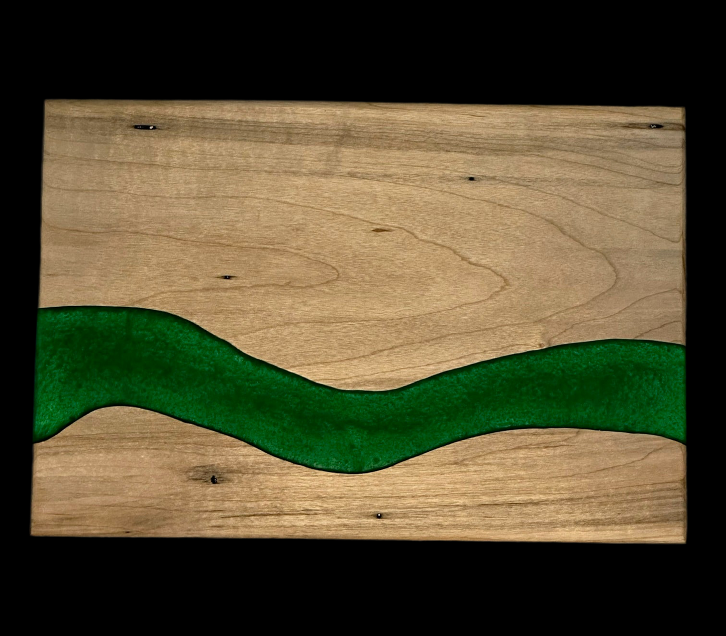 Custom Made Ambrosia Maple  River Cutting Board With Green Epoxy
